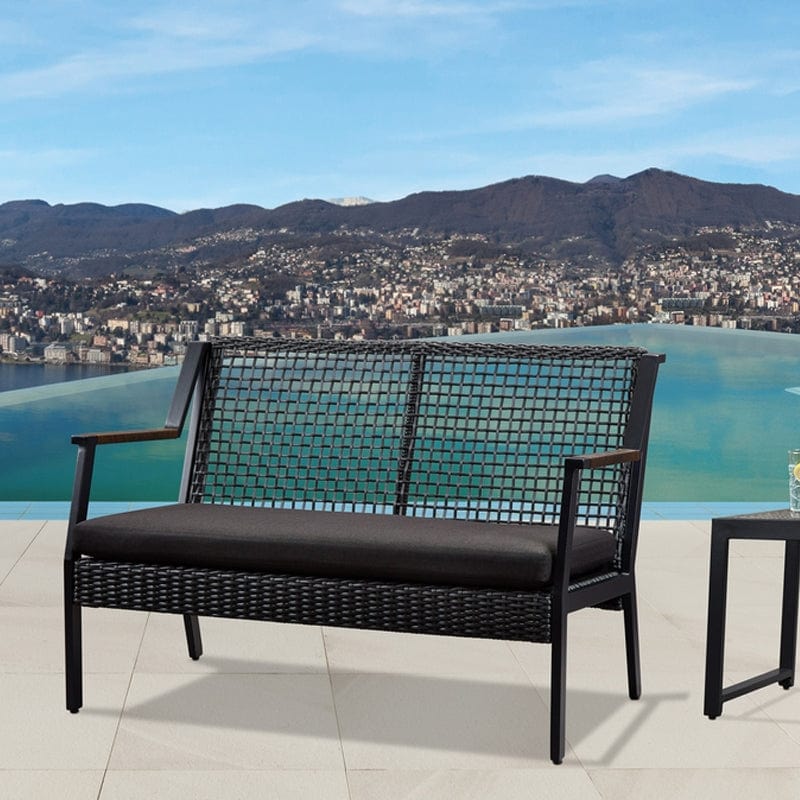 Black wicker best sale outdoor bench