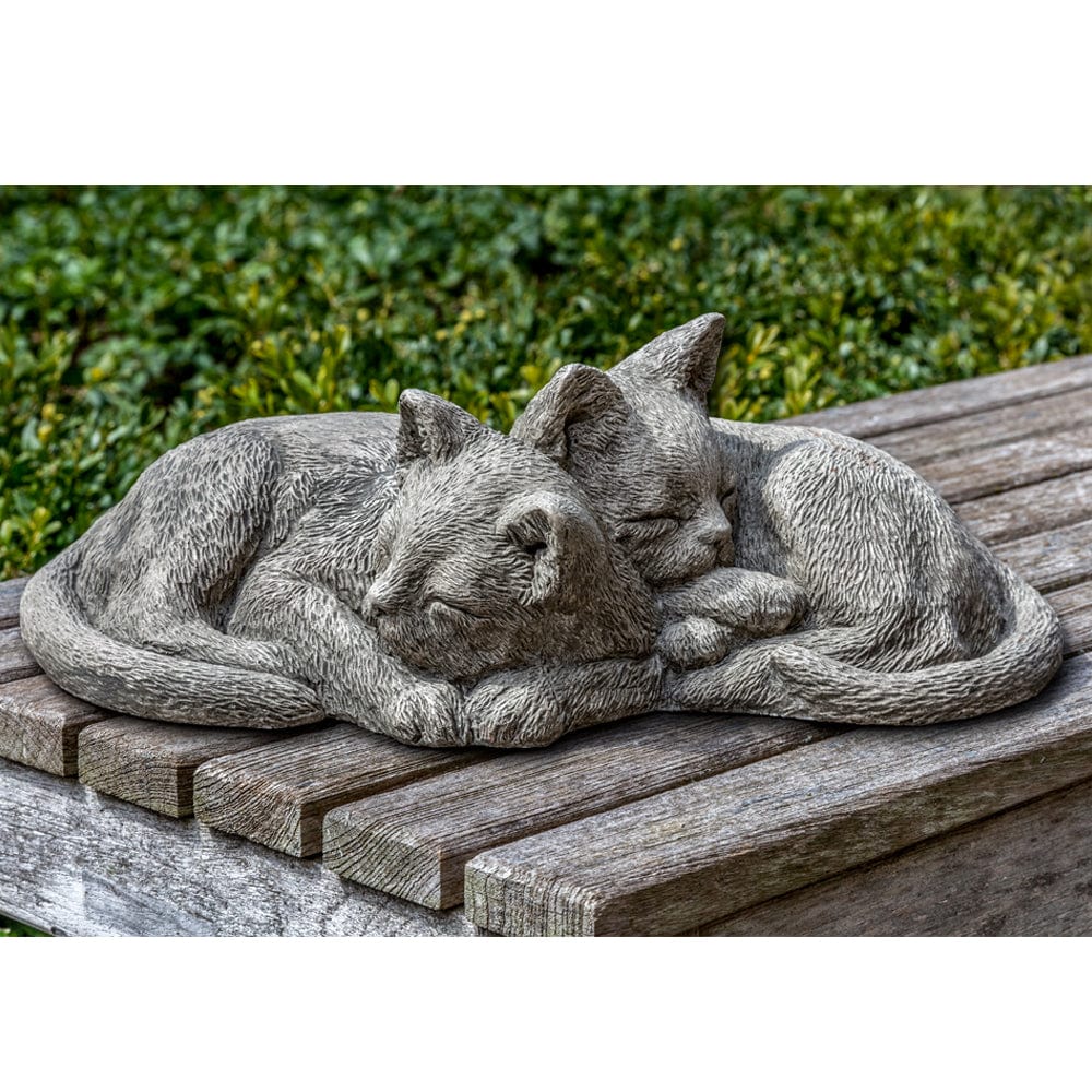Sleeping Cat Small Cast Stone Garden Statue