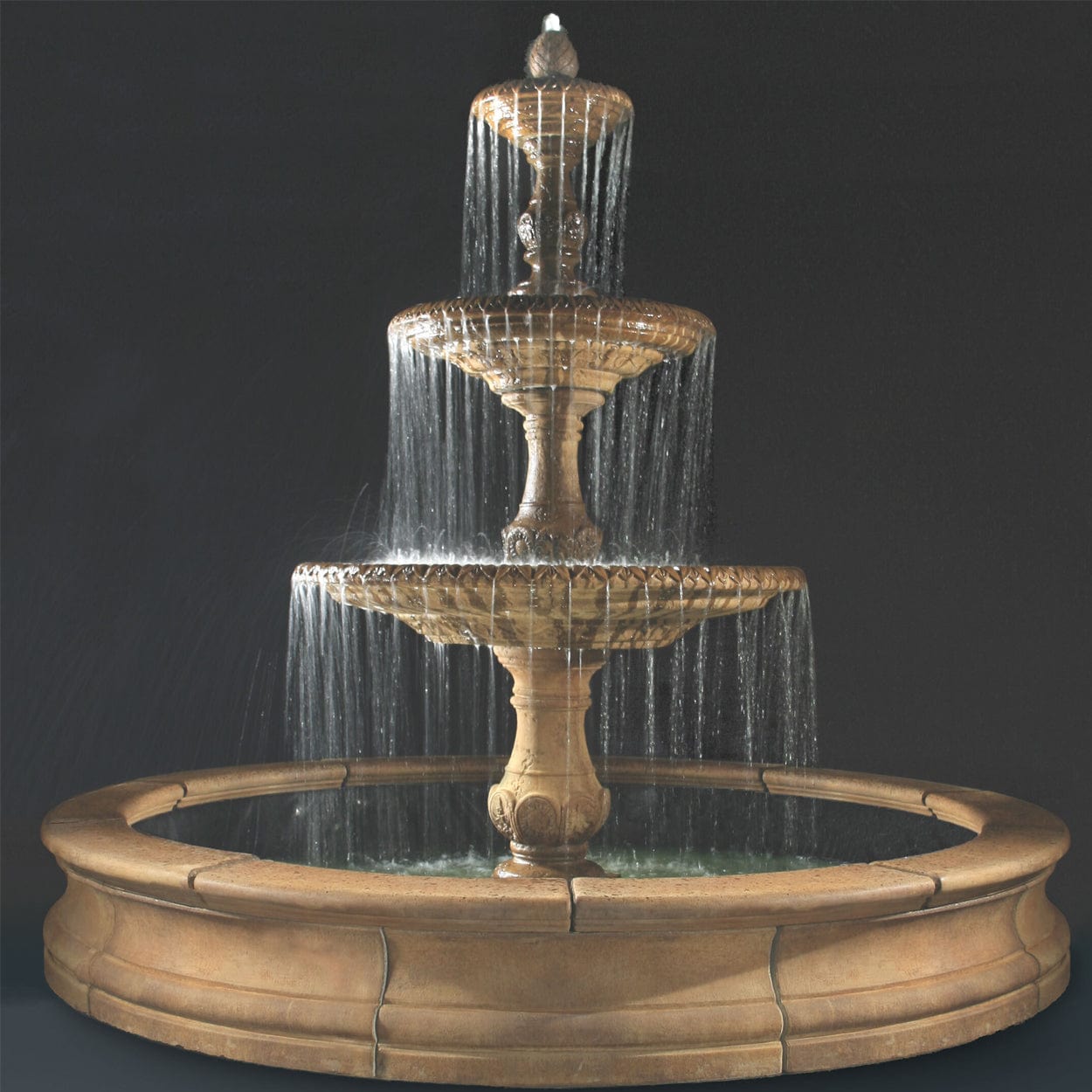 3-Tier Four Seasons Fountain with 12 Foot Bracci Basin