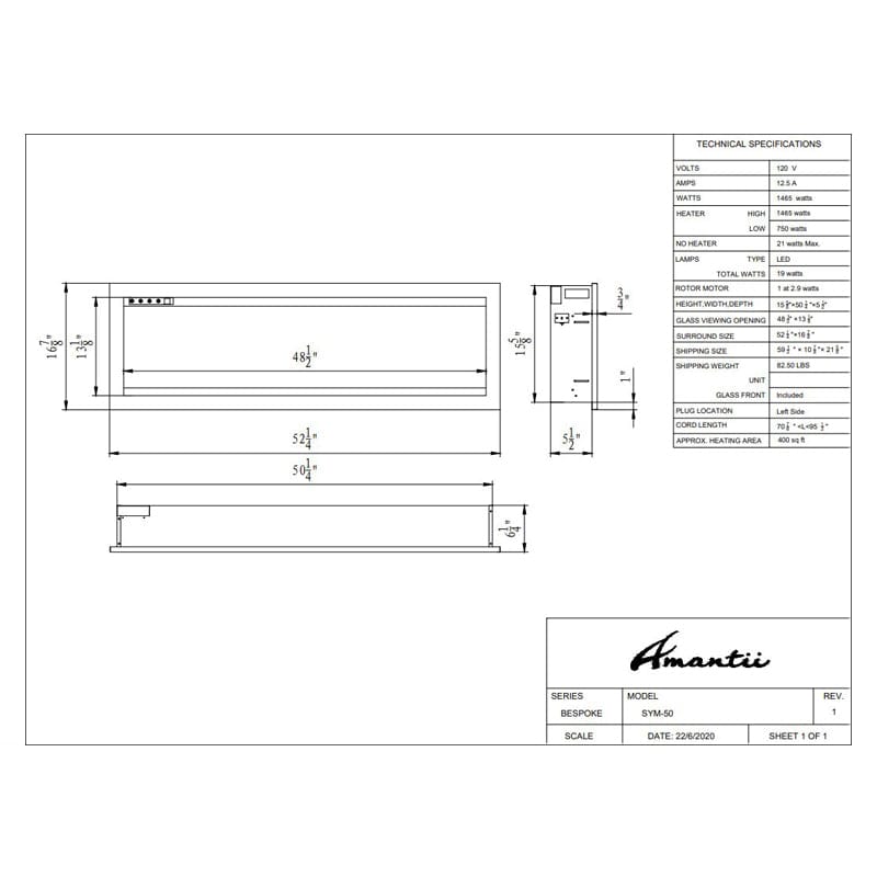 Amantii 50" BESPOKE Symmetry Smart Indoor | Outdoor Electric Fireplace