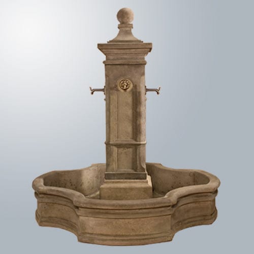 Aquitaine Fountain With 70" Monaco Pond With Bronze Spouts