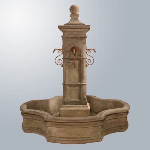 Aquitaine Fountain With 70" Monaco Pond With Rustic Iron Spouts