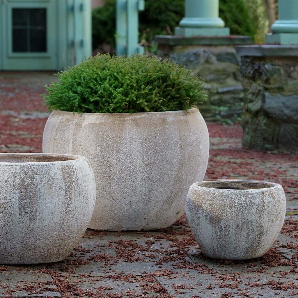 Coronado Glazed Terra Cotta Planter Nested Set of 3 in Vicolo Chiaro Finish