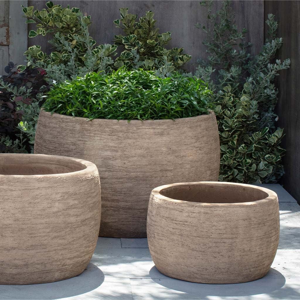 Denali Low Terra Cotta Planter Set of 3 in Brown Terra Cotta Finish