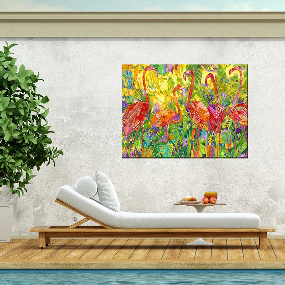 Fabulous Flamingos Outdoor Canvas Art