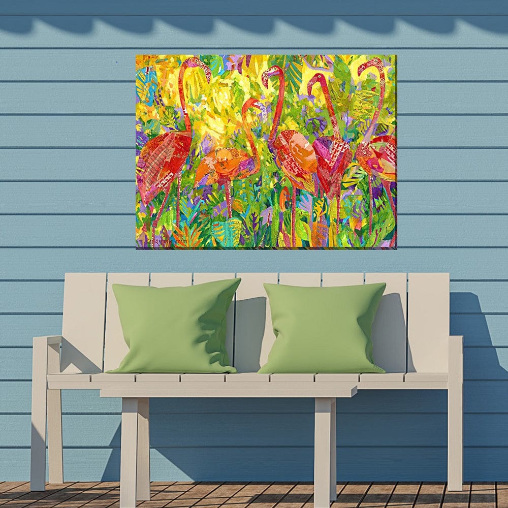 Fabulous Flamingos Outdoor Canvas Art