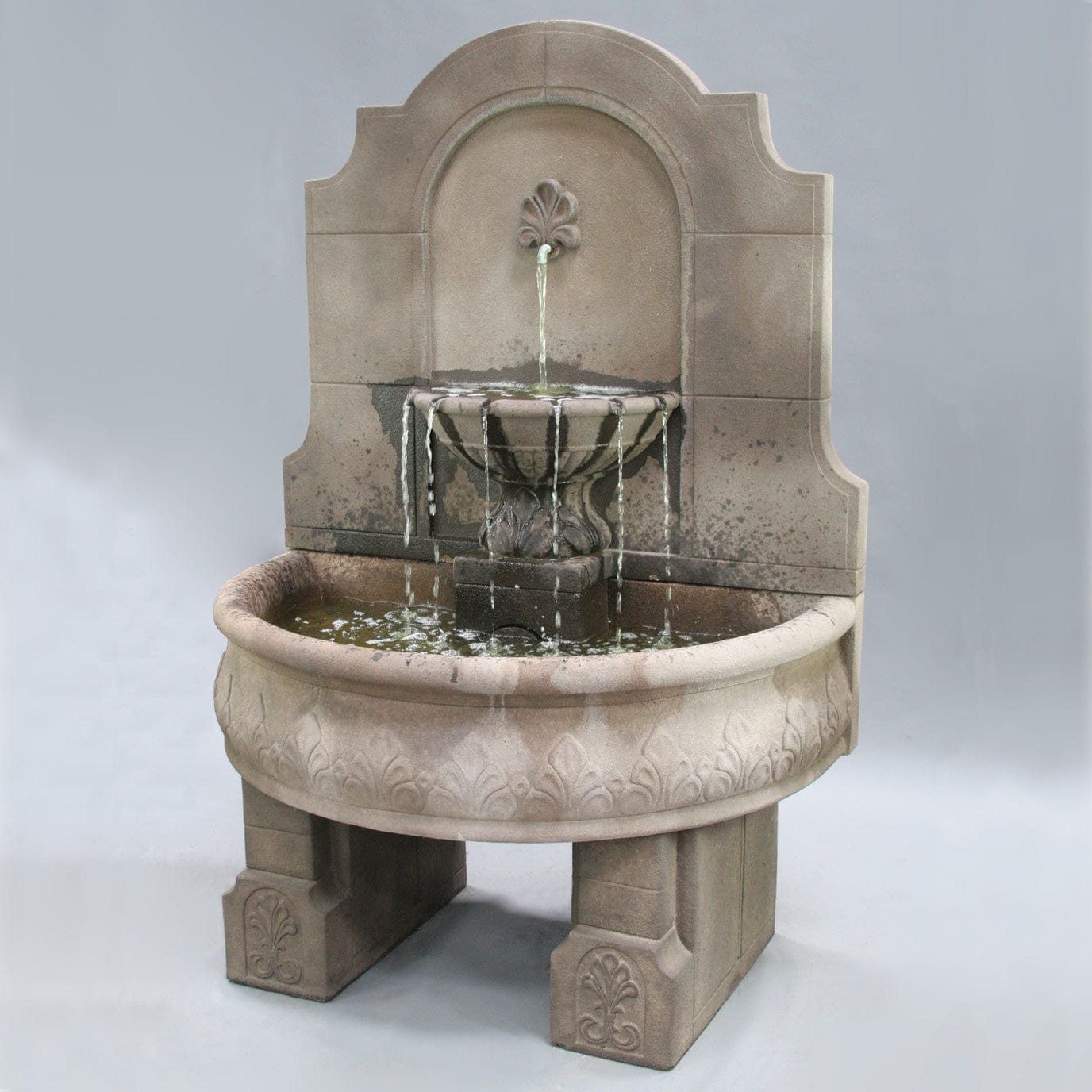 Provincial Wall Fountain with Pedestals