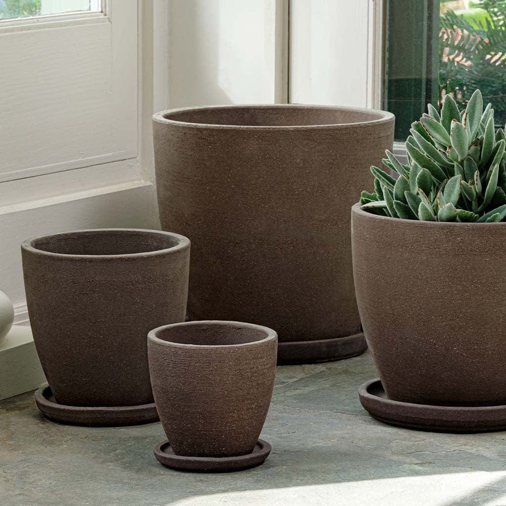 Lara Terra Cotta Planter Nested Set of 4 in Carob Finish