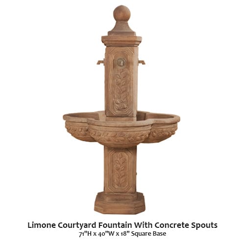 Limone Courtyard Fountain With Concrete Spouts