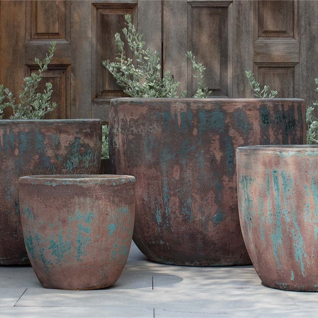 Mendocino Glazed Terra Cotta Planter Nested Set of 4 in Vicolo Rustico Finish