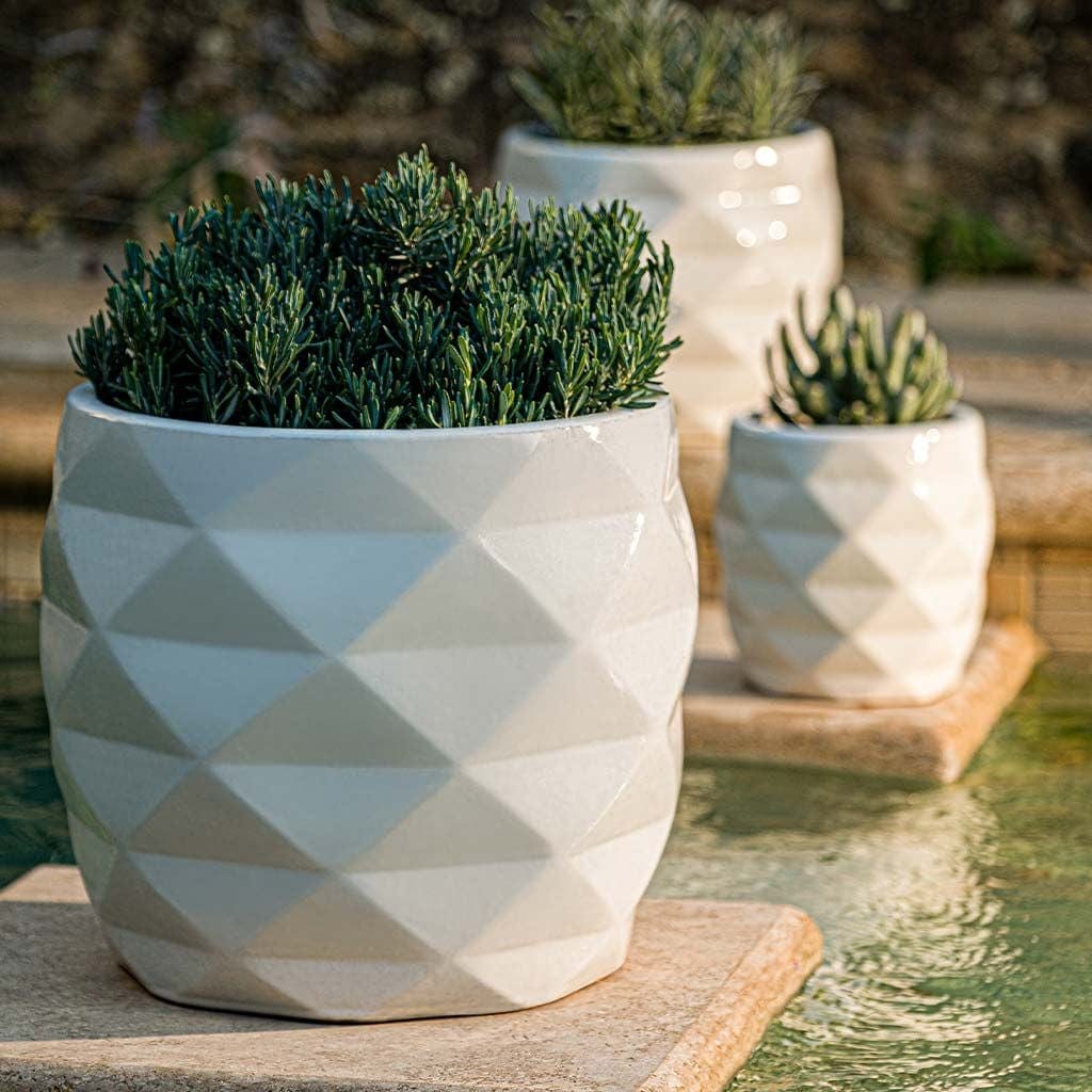 Origami Glazed Planter Nested Set of 3 in Coco finish