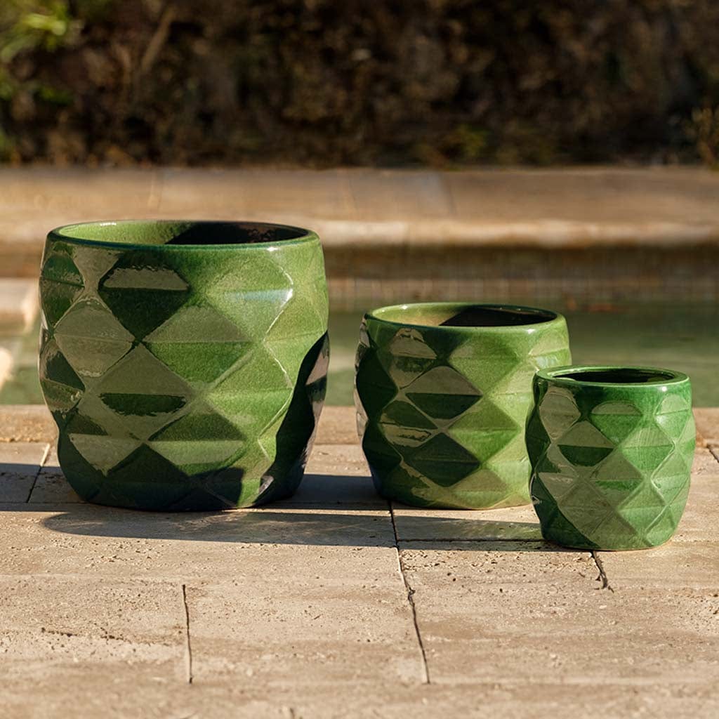 Origami Glazed Planter Nested Set of 3