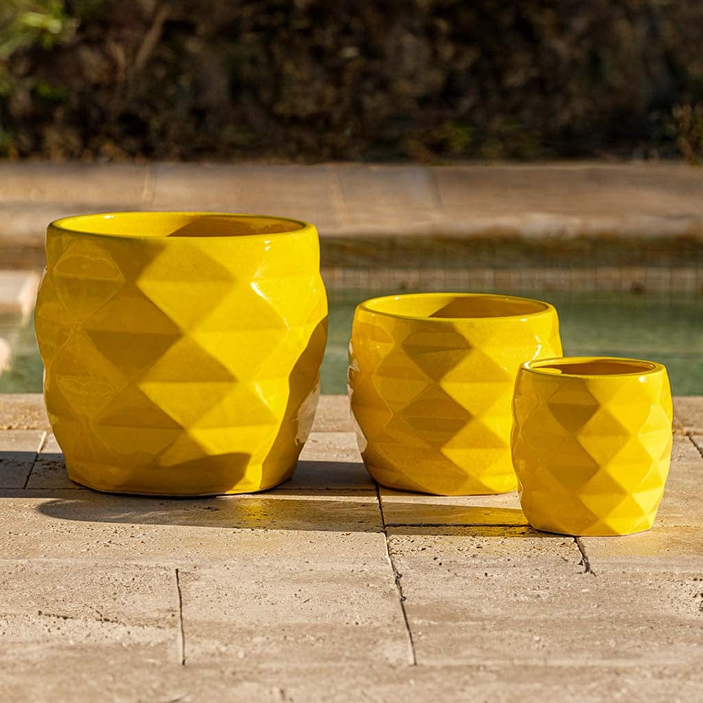 Origami Glazed Planter Nested Set of 3