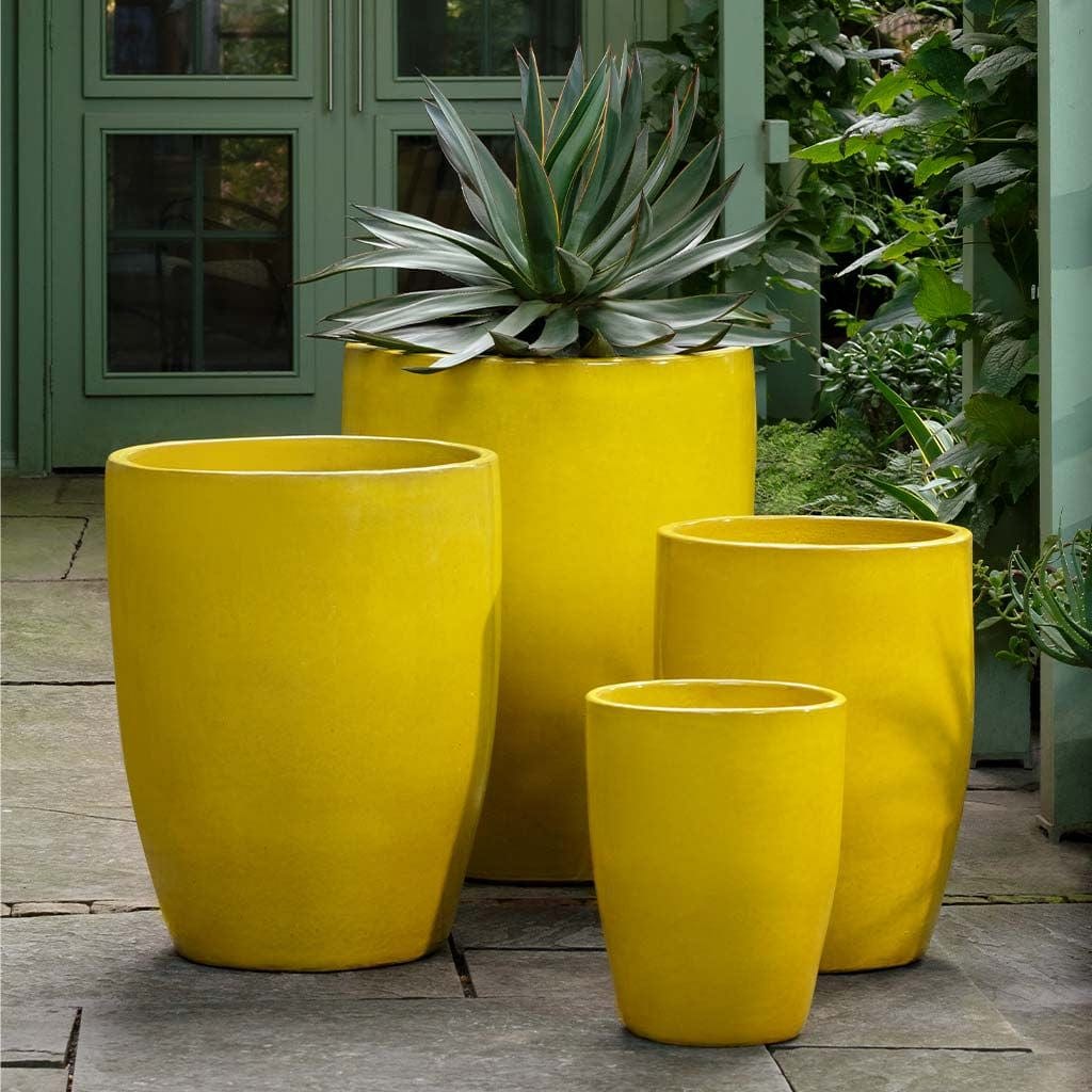 Perla Glazed Planter Nested Set of 4 in Limon finish