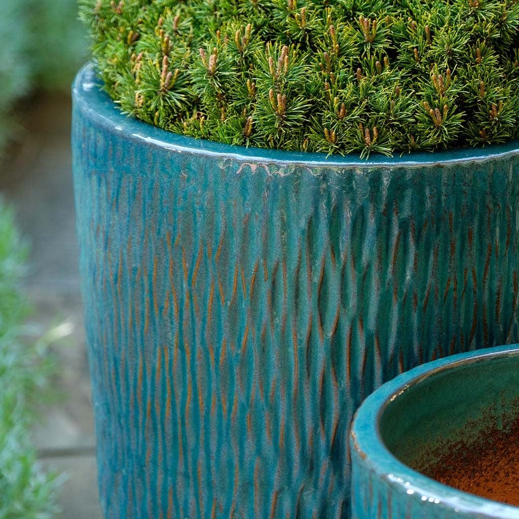 Rivulet Glazed Planter Nested Set of 4 in Blue Jade finish