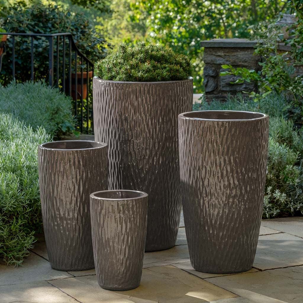 Rivulet Glazed Planter Nested Set of 4 in Fog finish