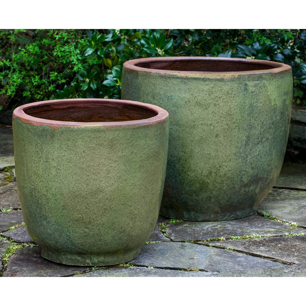 Nari Glazed Planter in Rustic Green