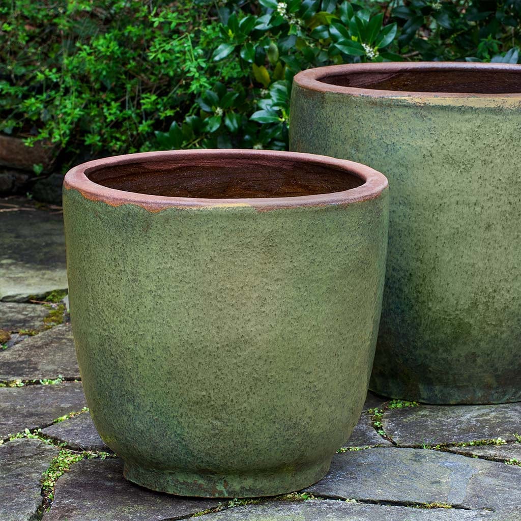 Nari Glazed Planter in Rustic Green