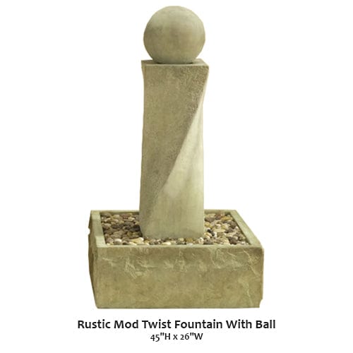 Rustic Mod Twist Fountain With Ball