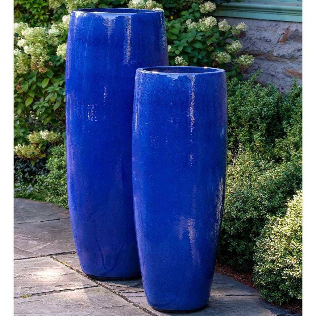 Sabine Glazed Terra Cotta Planter - Tall in Riviera Blue finish