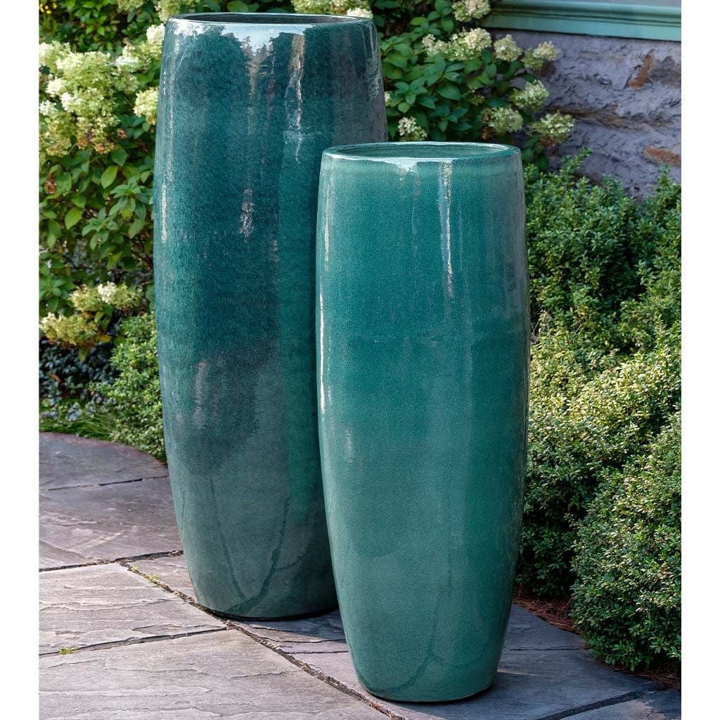 Sabine Glazed Terra Cotta Planter - Tall in Fjord finish