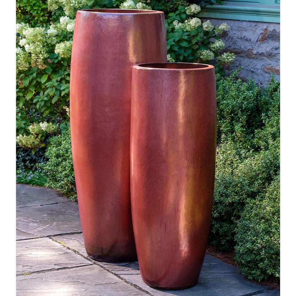 Sabine Glazed Terra Cotta Planter - Tall in Maple Red finish