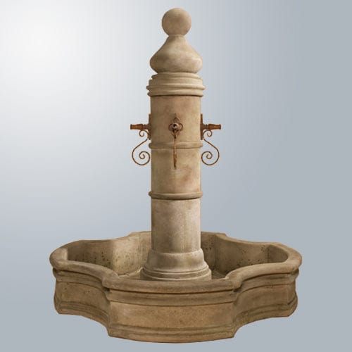 Ventoux Fountain With 70' Monaco Pond with Rustic Spouts