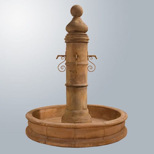 Ventoux Fountain with 66" Round Pond For Rustic Iron Spouts