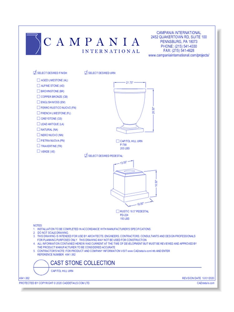 Campania International Urbino Planter, XLG, Aged Limestone