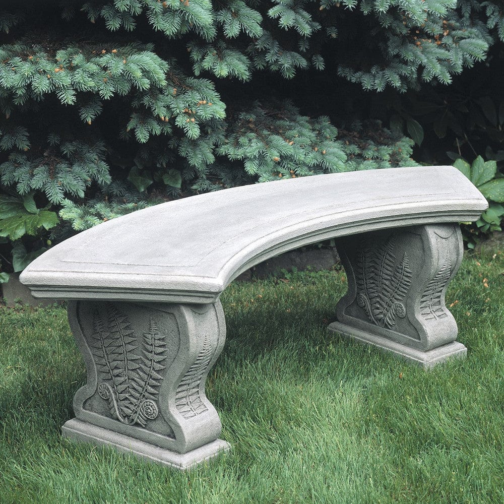 Curved Woodland Ferns Stone Bench