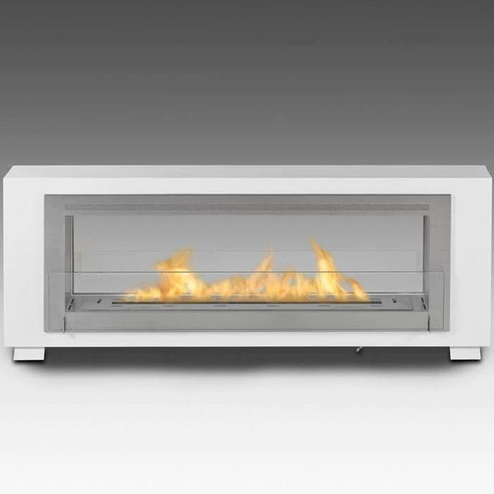 Eco-Feu Santa Cruz 2-Sided Gloss White Biofuel Fireplace - Outdoor Art Pros