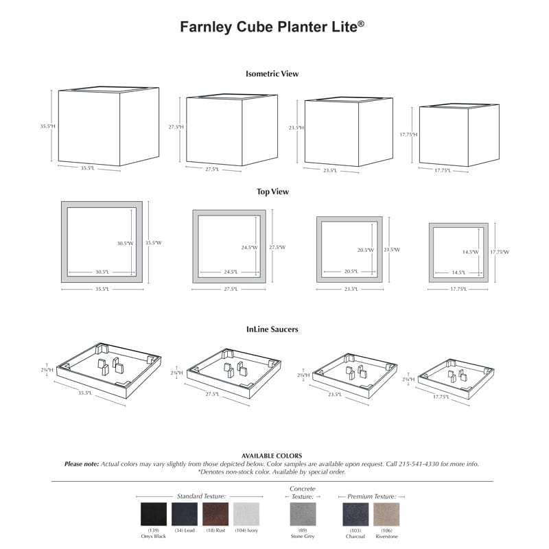 Farnley Cube Planter  Lite® Specs - Outdoor Art Pros