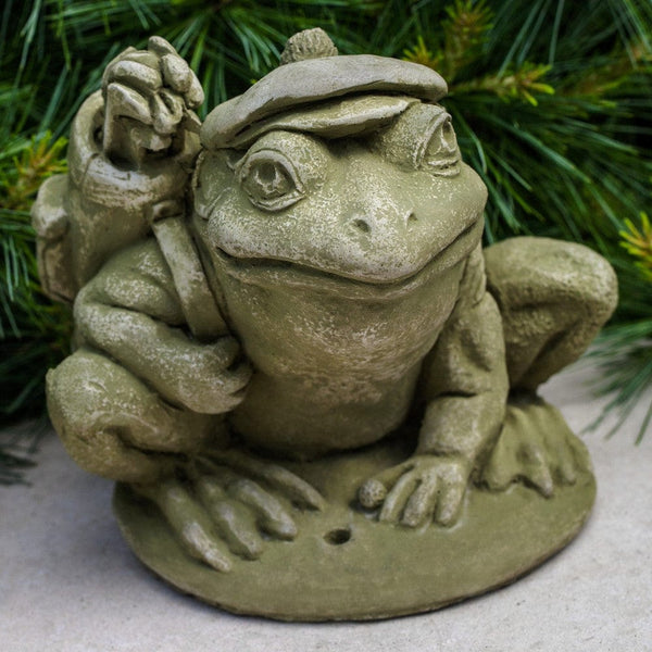 Gone Fishin' Frog Cast Stone Garden Statue