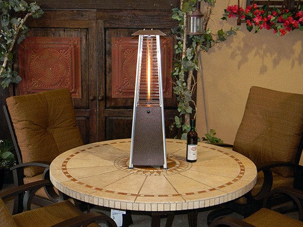 39" Radiant Heat Glass Tube Tabletop Patio Heater in Hammered Bronze - Outdoor Art Pros