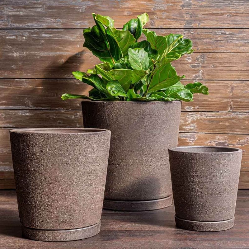 I/O Series Tapered Cylinder Planters - Set of 3 in Peat - Outdoor Art Pros