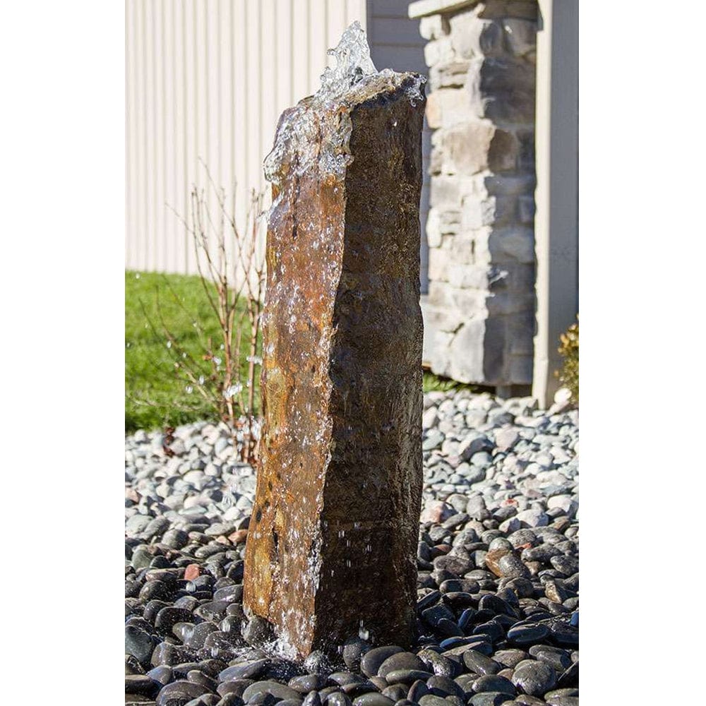 Large Rustic Basalt Rock Column Fountain - Outdoor Fountain Pros