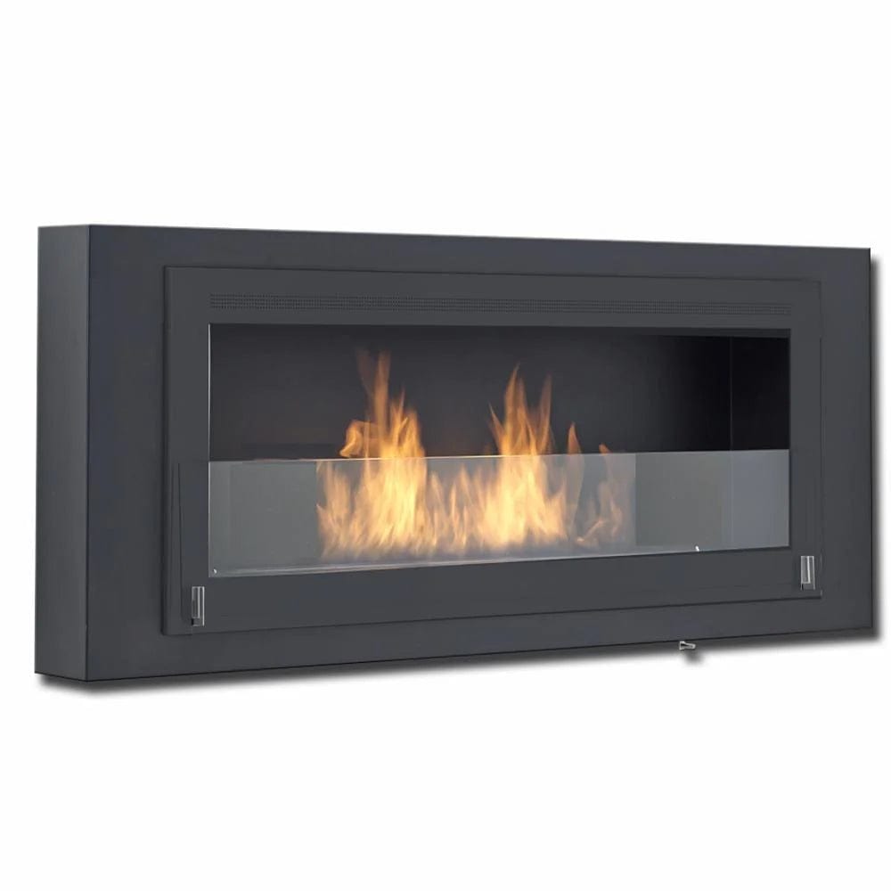 Eco-Feu Santa Lucia Wall Mount Matte Black Ethanol Fireplace - Outdoor Art Pros