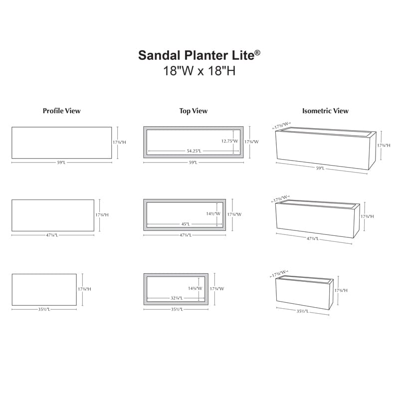 Sandal Planter 591818 Lite Specs - Outdoor Art Pros