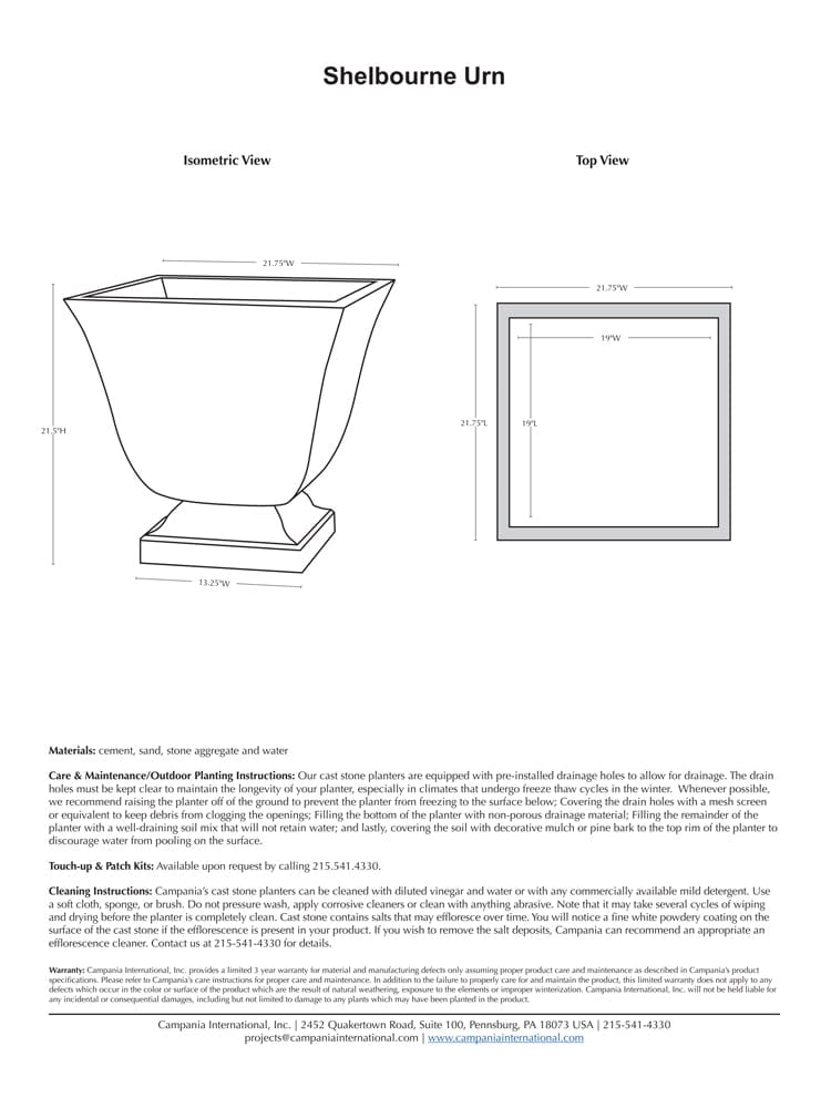 Shelbourne Planter - Large - Outdoor Art Pros