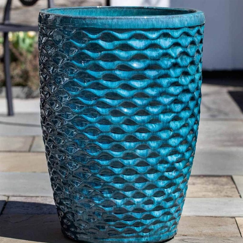 Tall Honeycomb Glazed Planter - Set of 4 in Aqua