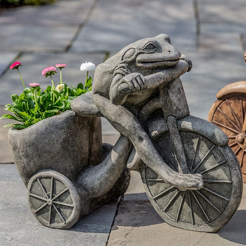 Tricycle Frog Planter in Alpine Stone Finish - Outdoor Art Pros