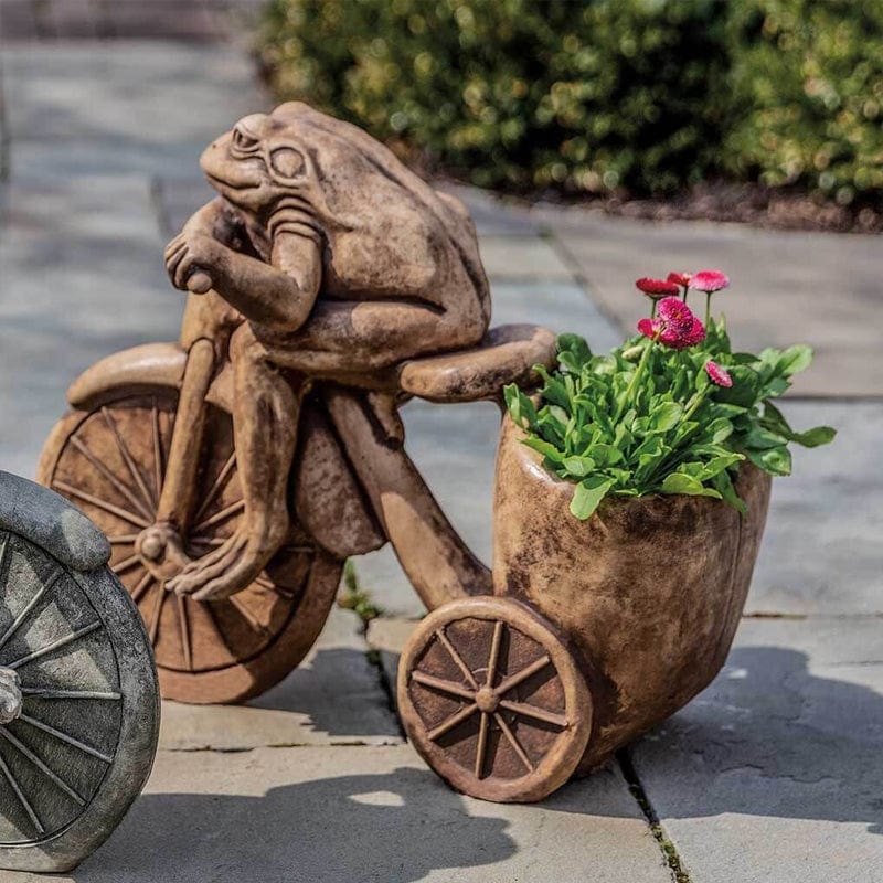 Tricycle Frog Planter in Brownstone Finish - Outdoor Art Pros