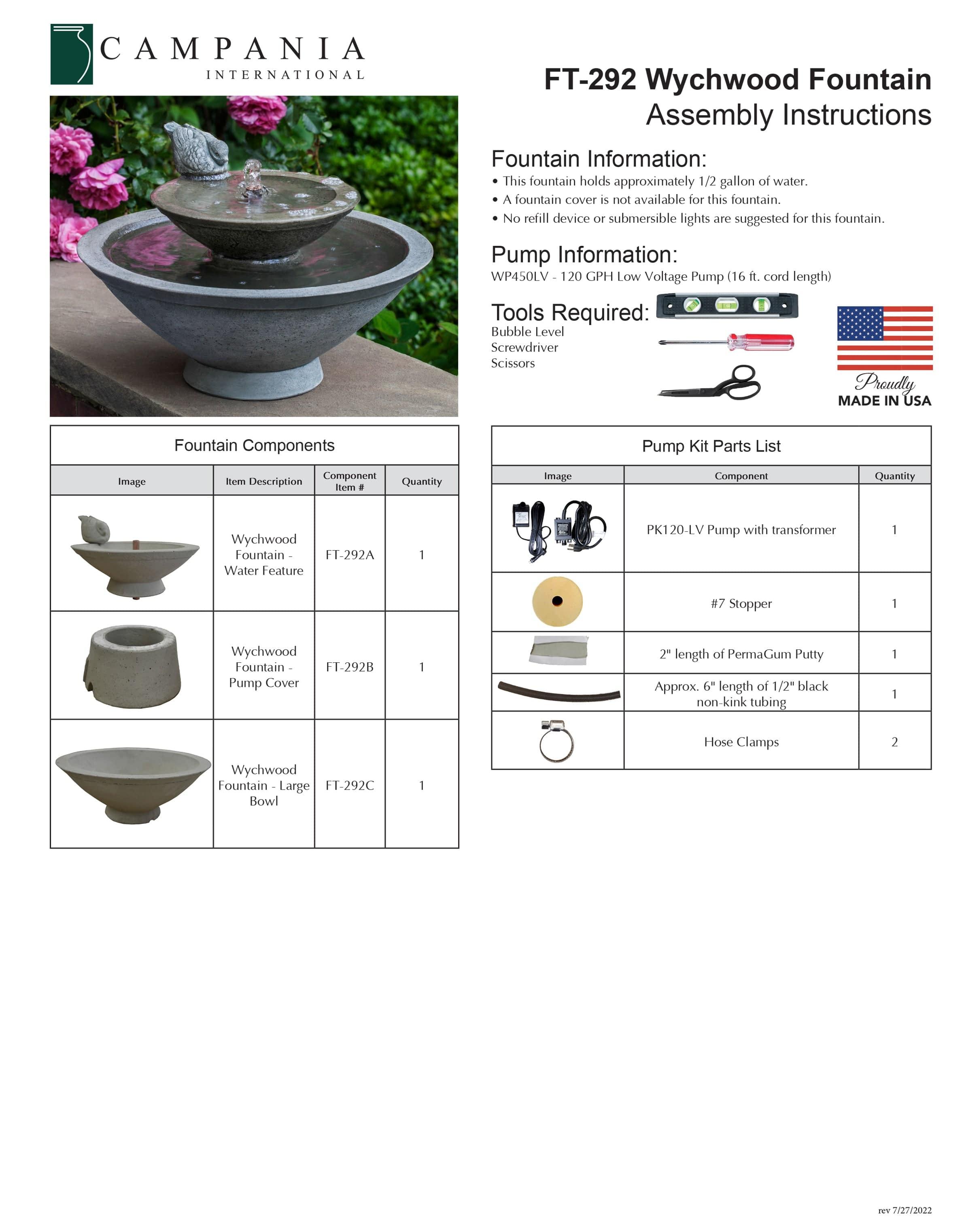 Wychwood Bird Garden Fountain - Outdoor Art Pros